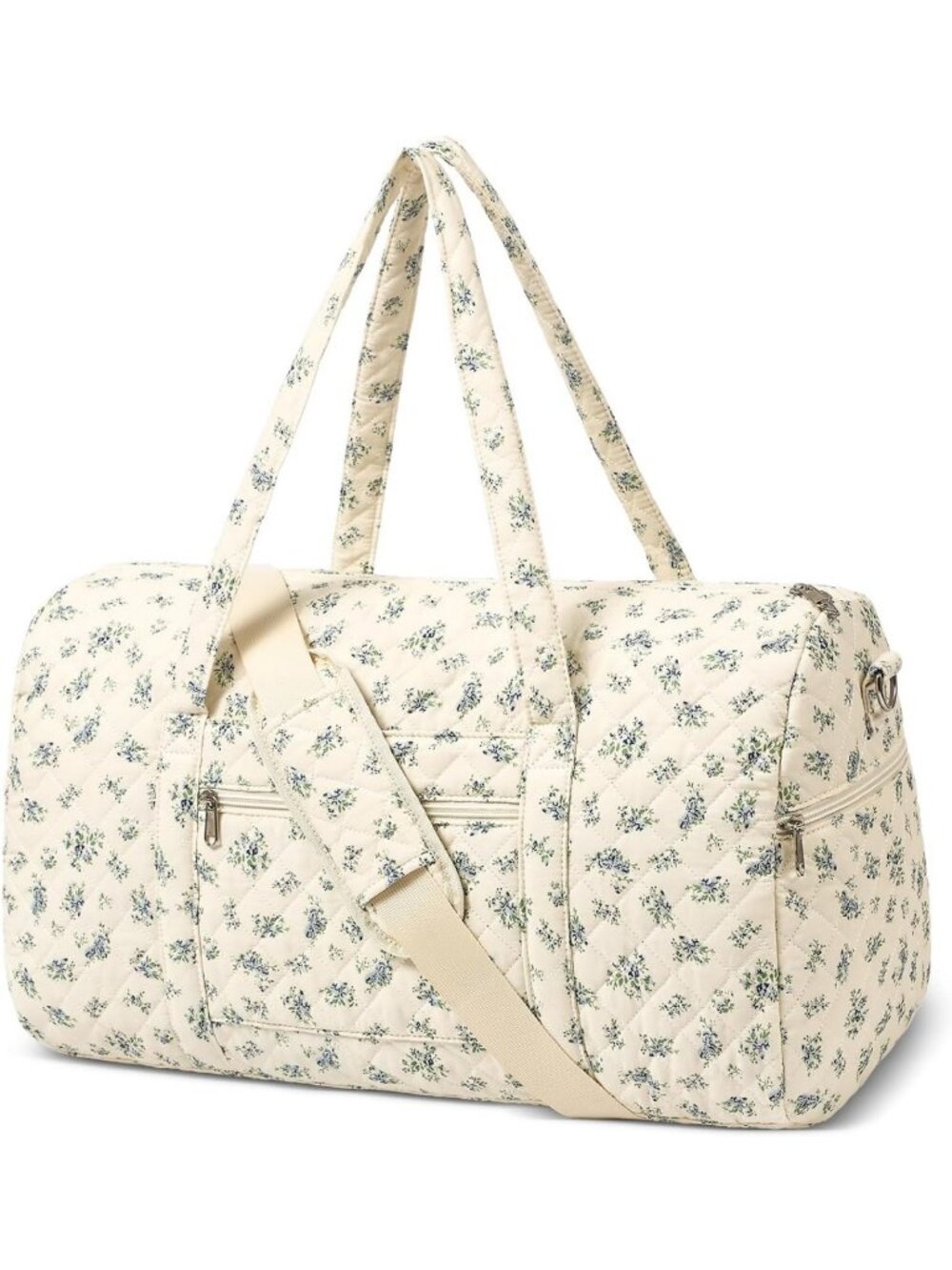 Stylish Quilted Floral Duffle Bag for Women | Travel Gym Bag with Zipper Pocket